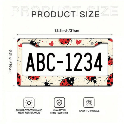 [Activate] 2D Plane 1. 12.2inch X 6.3inch Creative License Plate Frame| Red And Black Ladybug Pattern Design, Universal Material, Stylish Car Decoration, An Ideal Choice For Car Enthusiasts, Includes