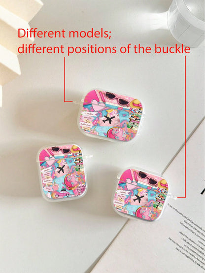Airplane Painted Transparent Additional Flower Pendant Fashion Bluetooth Earphone Case Suitable For Painted Transparent Fashion Bluetooth Earphone Case Suitable For S4 Protective Case Apple Wireless B