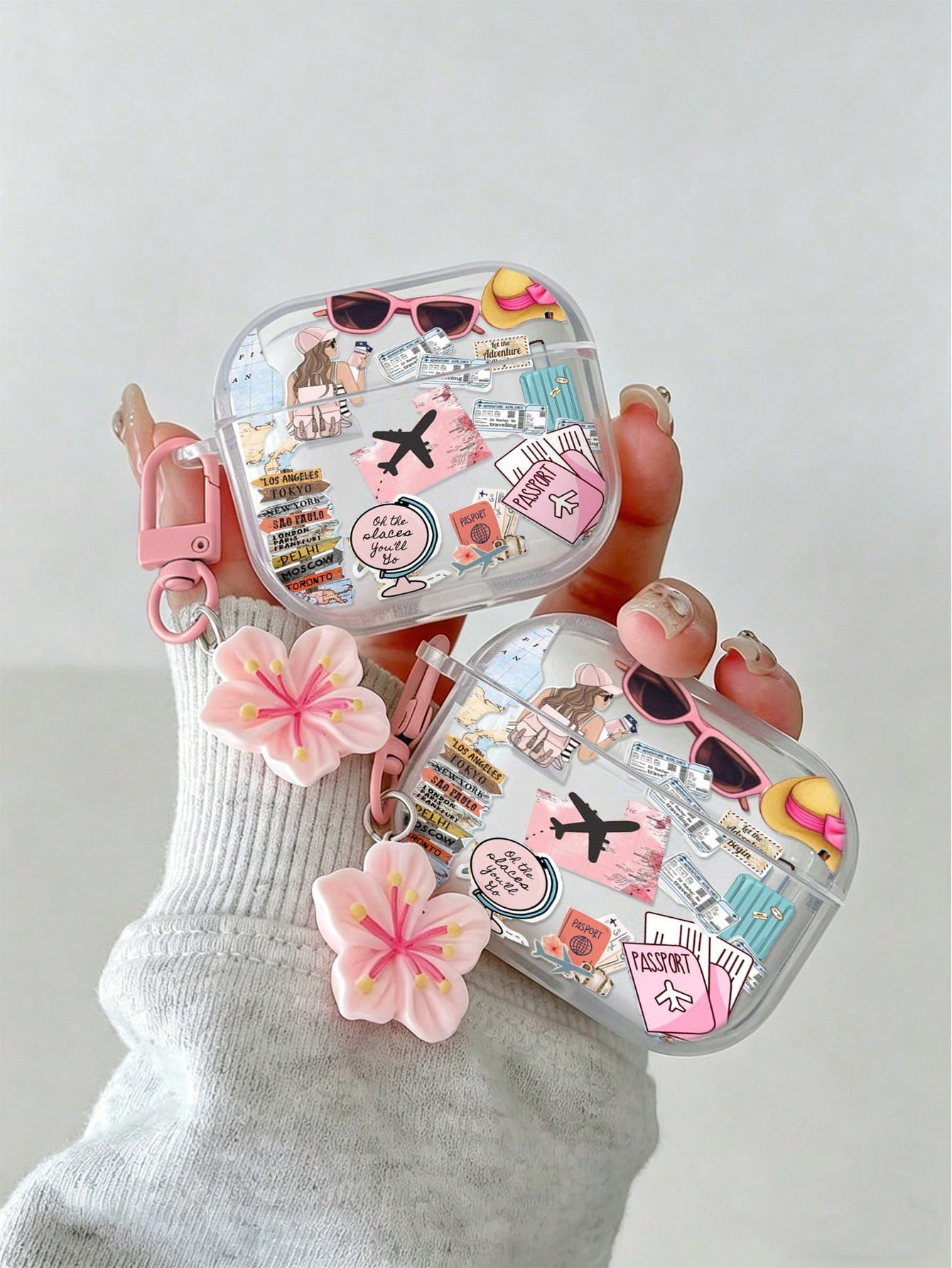 Airplane Painted Transparent Additional Flower Pendant Fashion Bluetooth Earphone Case Suitable For Painted Transparent Fashion Bluetooth Earphone Case Suitable For S4 Protective Case Apple Wireless B