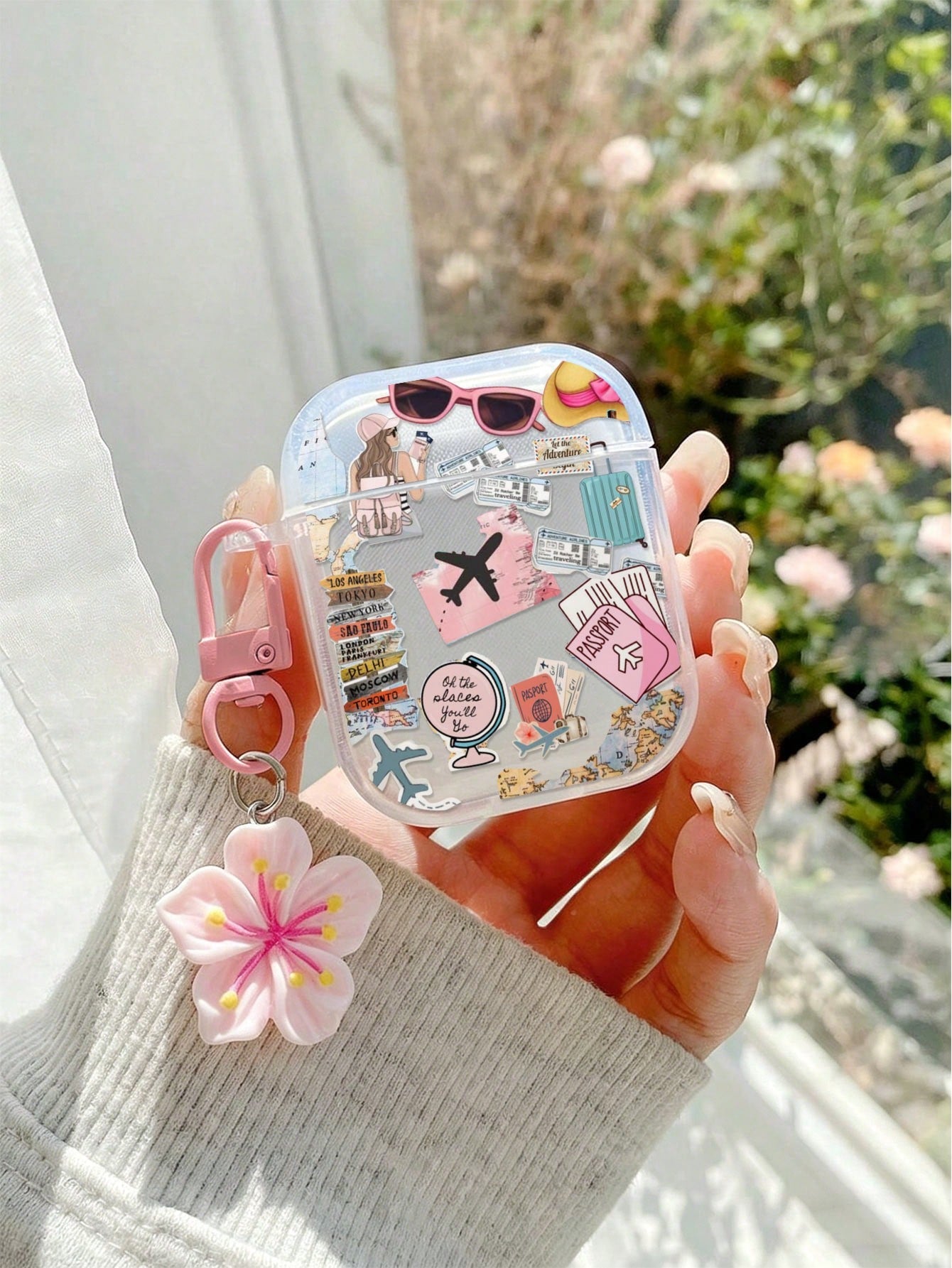 Airplane Painted Transparent Additional Flower Pendant Fashion Bluetooth Earphone Case Suitable For Painted Transparent Fashion Bluetooth Earphone Case Suitable For S4 Protective Case Apple Wireless B