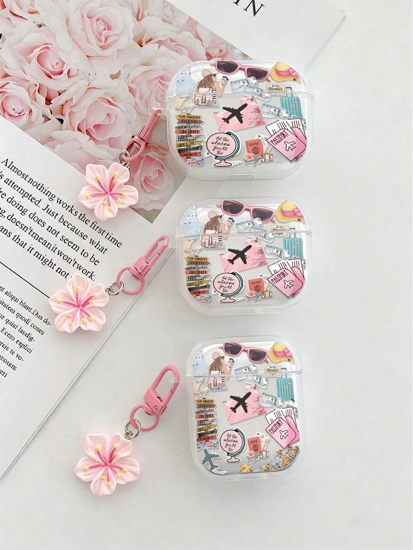 Airplane Painted Transparent Additional Flower Pendant Fashion Bluetooth Earphone Case Suitable For Painted Transparent Fashion Bluetooth Earphone Case Suitable For S4 Protective Case Apple Wireless B