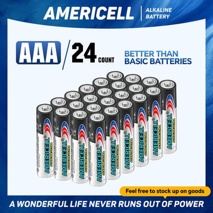 AMERICELL 24 Pcs AAA Batteries, High-Power For Flashlights, Wireless Keyboards, Toys & Emergency Devices- (Non-Rechargeable)