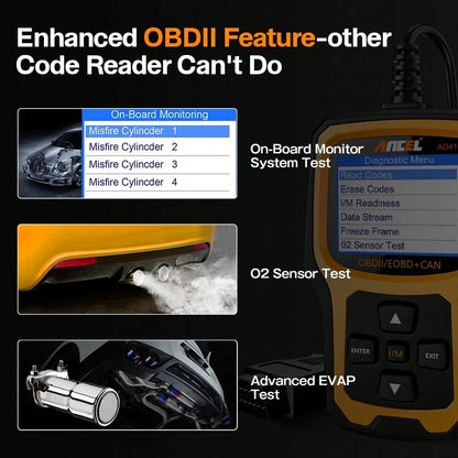 ANCEL AD410 Enhanced OBD2 Scanner, Check Engine Fault Code Reader For Vehicles, Automotive Mechanic Tools Fault Diagnosis, OBDII Diagnostic Scan Tool For 1996+ All OBDII Cars,Scanner Automotriz, Car S