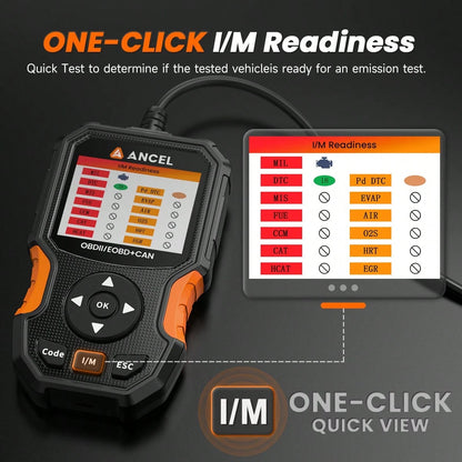 ANCEL AS300 OBD2 Scanner, IM Quick Test Key For Smog Check & Annual Inspection, Battery Test & Cloud Printing Function, Engine Code Reader To Turn Off Warning Light, Universal For EOBD Vehicles, Easy