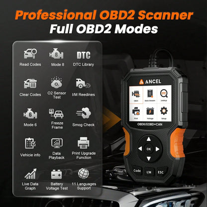 ANCEL AS300 OBD2 Scanner, IM Quick Test Key For Smog Check & Annual Inspection, Battery Test & Cloud Printing Function, Engine Code Reader To Turn Off Warning Light, Universal For EOBD Vehicles, Easy