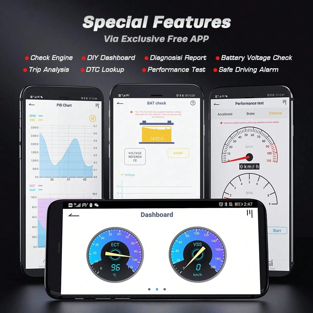 ANCEL BD200 Bluetooth OBD2 Scanner For All Cars, Check Engine Light Code Reader, Battery Test, Live Data, IOS & Android