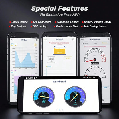 ANCEL BD200 Bluetooth OBD2 Scanner For All Cars, Check Engine Light Code Reader, Battery Test, Live Data, IOS & Android