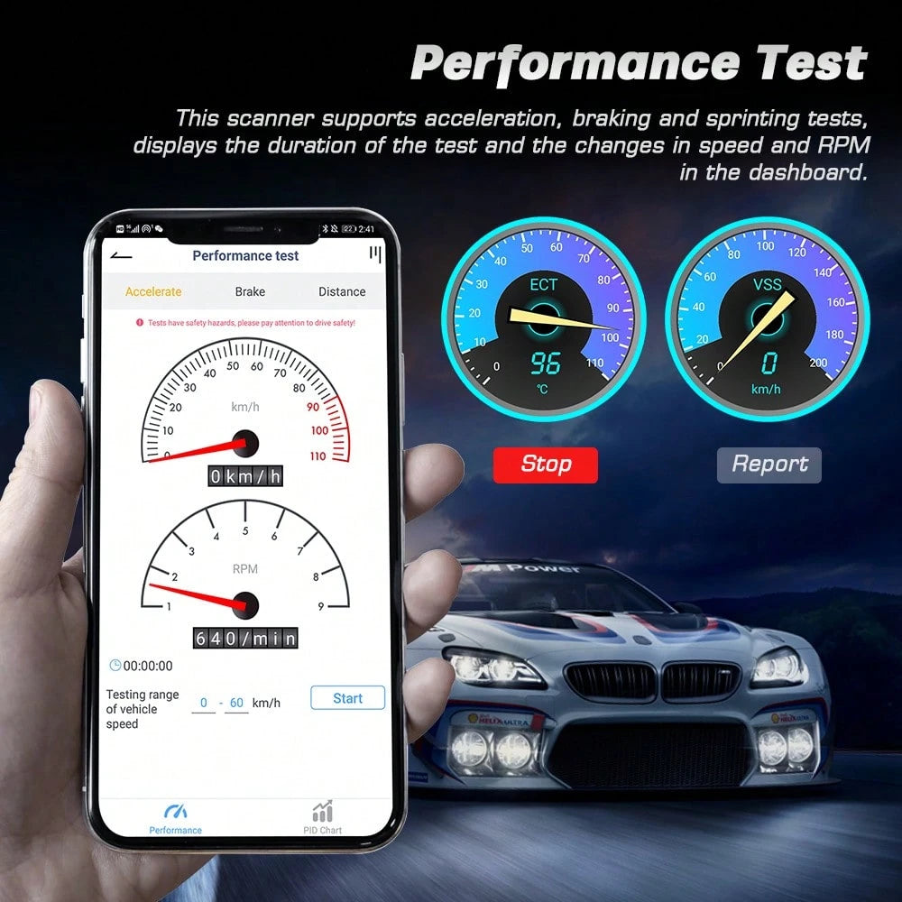 ANCEL BD200 Bluetooth OBD2 Scanner For All Cars, Check Engine Light Code Reader, Battery Test, Live Data, IOS & Android