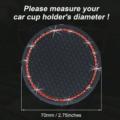 Anti-Slip Shock-Absorbing Rhinestone Decor Car Cup Holder Mat, Round Heat-Insulating Pad For Car Interior