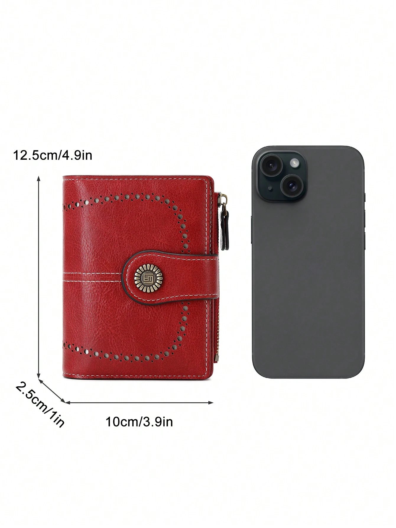 Anti-Theft Large Capacity Trifold Short Wallet, Multiple Card Slots PU Material, Solid Color Zipper Clasp Wallet, Multi-Functional European And American New Vintage Hollow Out Women's Valentine's Day
