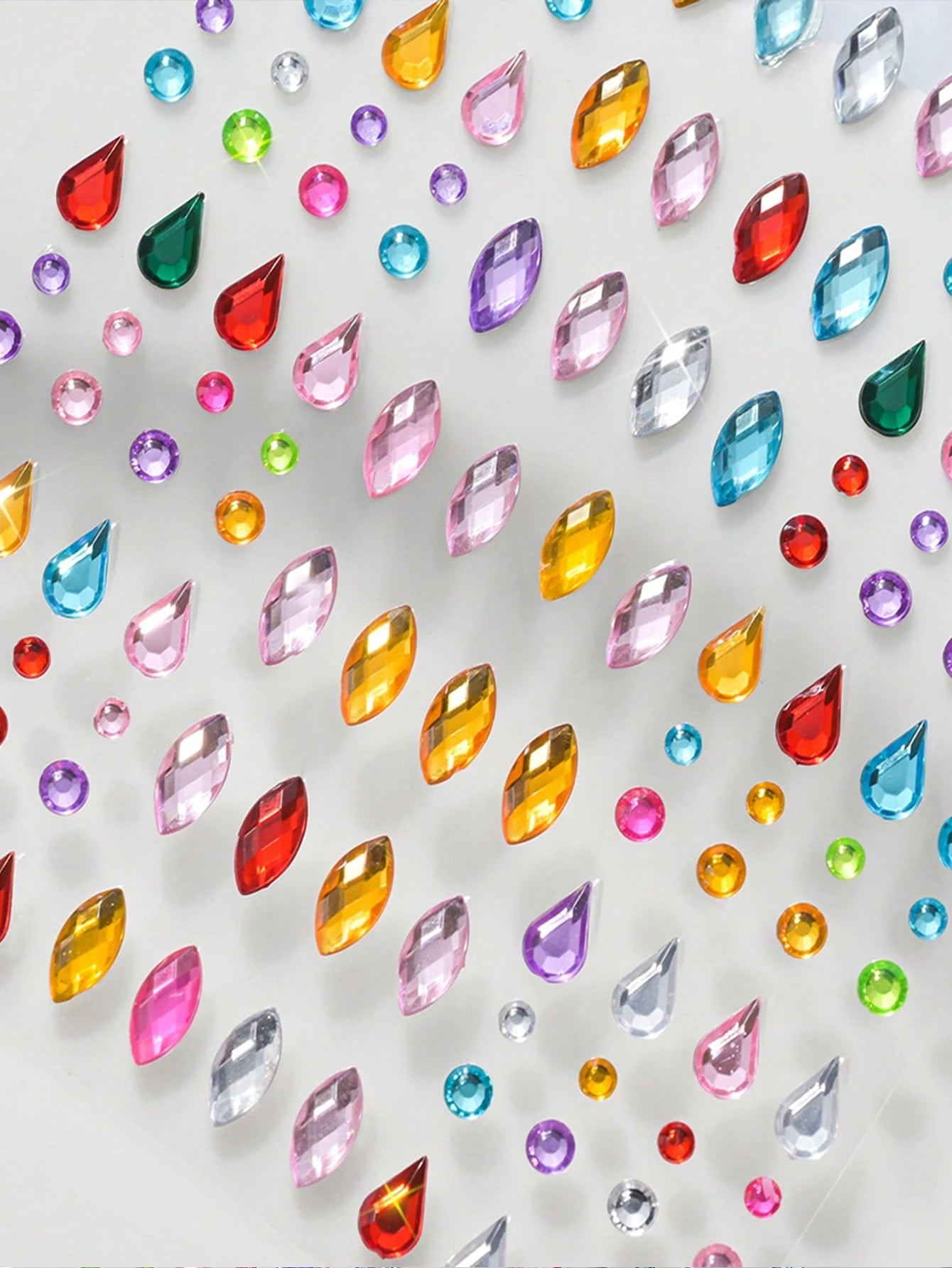 Approx. 700pcs/5sheets 3D Rainbow Rhinestone Face Gems Stickers, 5sheets Acrylic Sparkling Heart Star Stickers Self-Adhesive Diamonds Design For Makeup And Clothing, Multi-Color Rhinestone Face Gems S