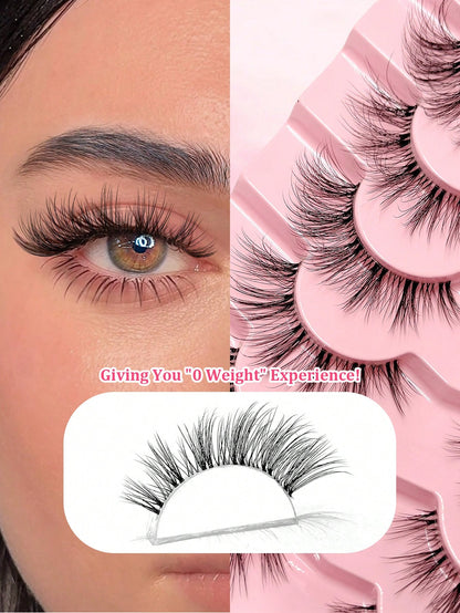 Asiteo 7 Pairs Natural Lightweight False Eyelashes- Lightweight & Reusable, Creates Perfect Voluminous Effect- Transparent Lash Bands, Criss-Cross Design, Essential For Eye Makeup