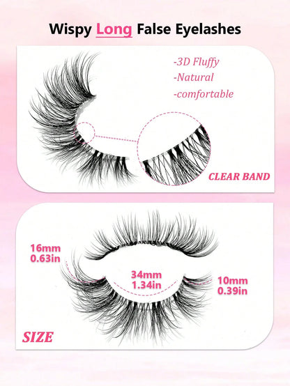 Asiteo 7 Pairs Natural Lightweight False Eyelashes- Lightweight & Reusable, Creates Perfect Voluminous Effect- Transparent Lash Bands, Criss-Cross Design, Essential For Eye Makeup