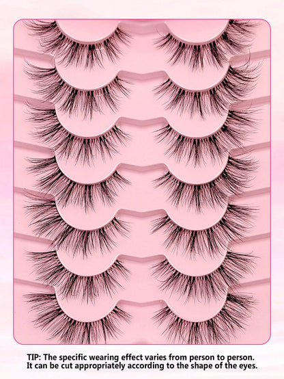 Asiteo 7 Pairs Natural Lightweight False Eyelashes- Lightweight & Reusable, Creates Perfect Voluminous Effect- Transparent Lash Bands, Criss-Cross Design, Essential For Eye Makeup