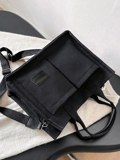 Autumn/Winter Fuzzy Corduroy Printed Practical Tote Bag, Shoulder Bag, Diaper Bag, Lunch Bag, Large Capacity Handbag, Briefcase