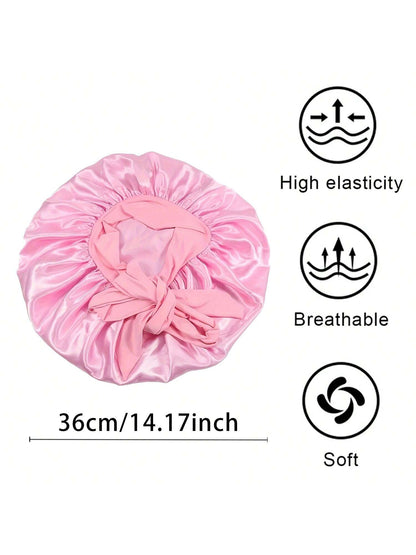 Awegeo 1Pc/4Pcs Silky Satin Sleep Bonnet For Women With Adjustable Bow Ties- Luxurious Hair Protection Cap For Curly/Natural Hair, Multi-Color Options, Soft Nighttime Hair Care Essential