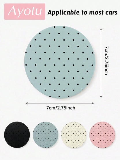 Ayotu 2pcs Minimalist Polka Dot PU Leather Car Cup Holder Coasters, Universal Non-Slip Cup Holder Liners, Geometric Polka Dot Car Interior Accessories, Cute Polka Dot Car Decor, Suitable For Women