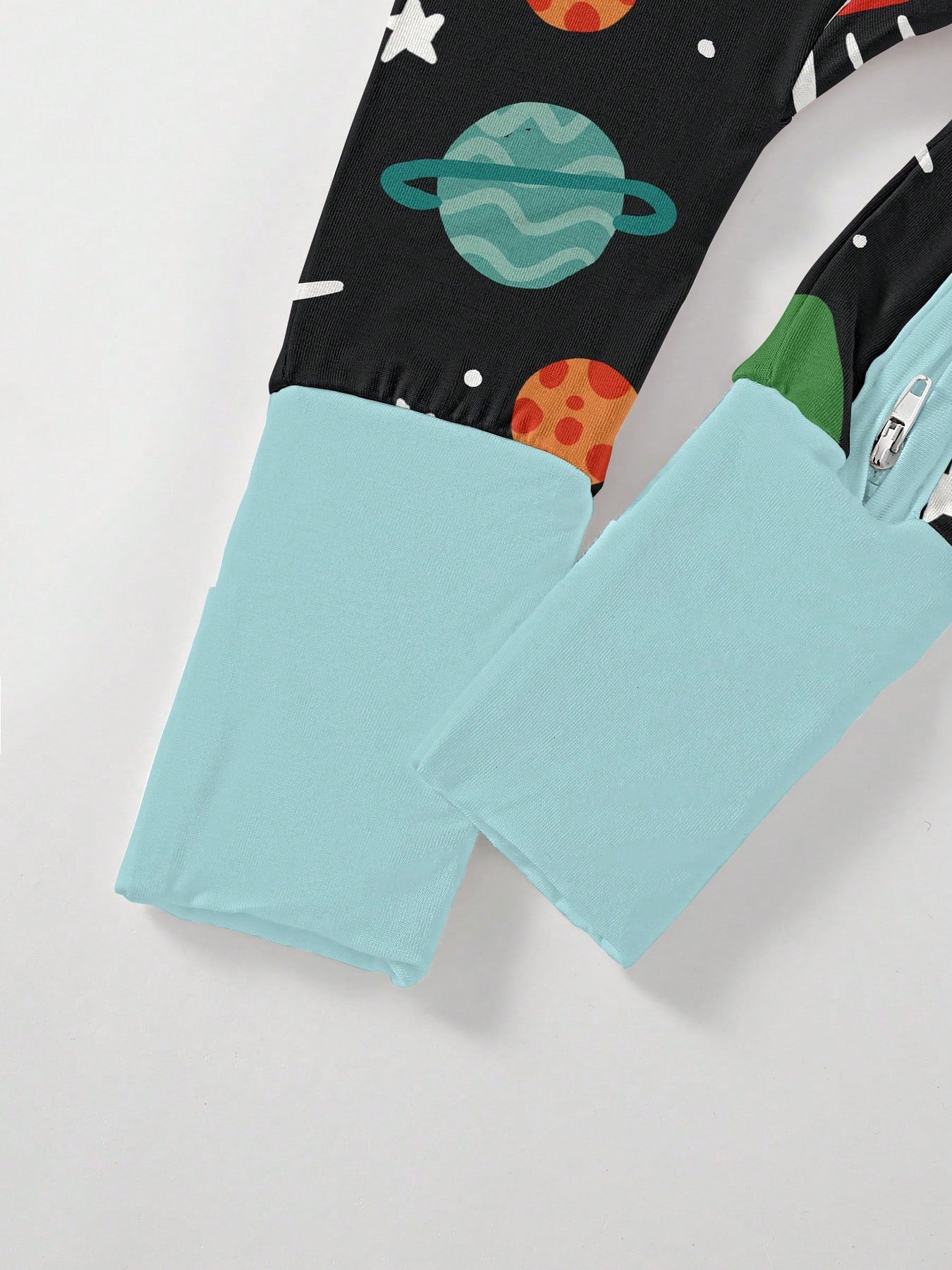 Baby Bamboo Fiber Zip-Up, Cosmic Alien Romper, All-Season Knit Fabric Skinny Fit With Zipper Detail, Boy Baby Girl Clothes, Perfect For Outdoor