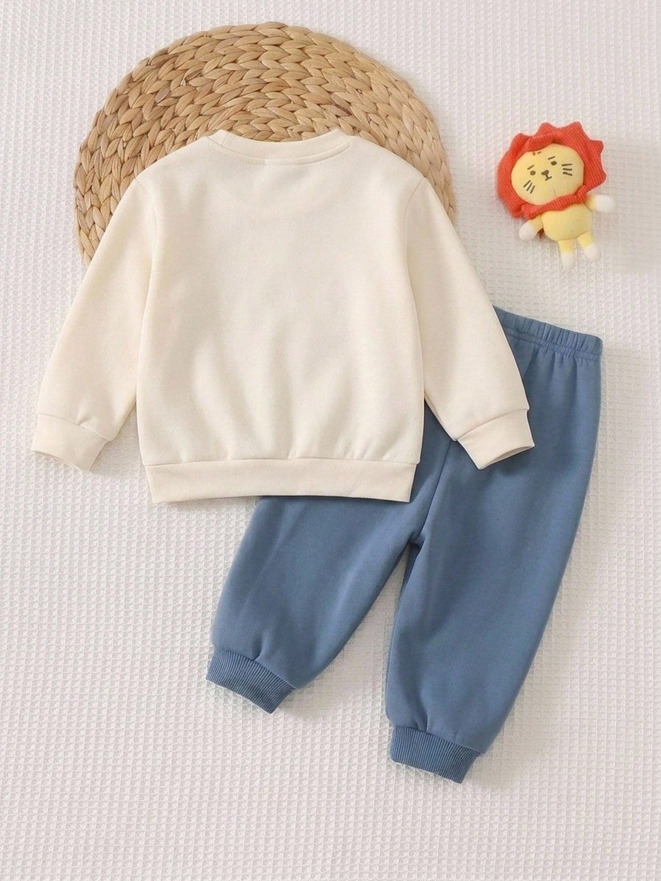 Baby Boy Cartoon Animal 3D Pattern Knitted Soft Crew Neck Long Sleeve Pullover Sweatshirt And Elastic Waist Long Pants 2-Piece Set Pull Halloween