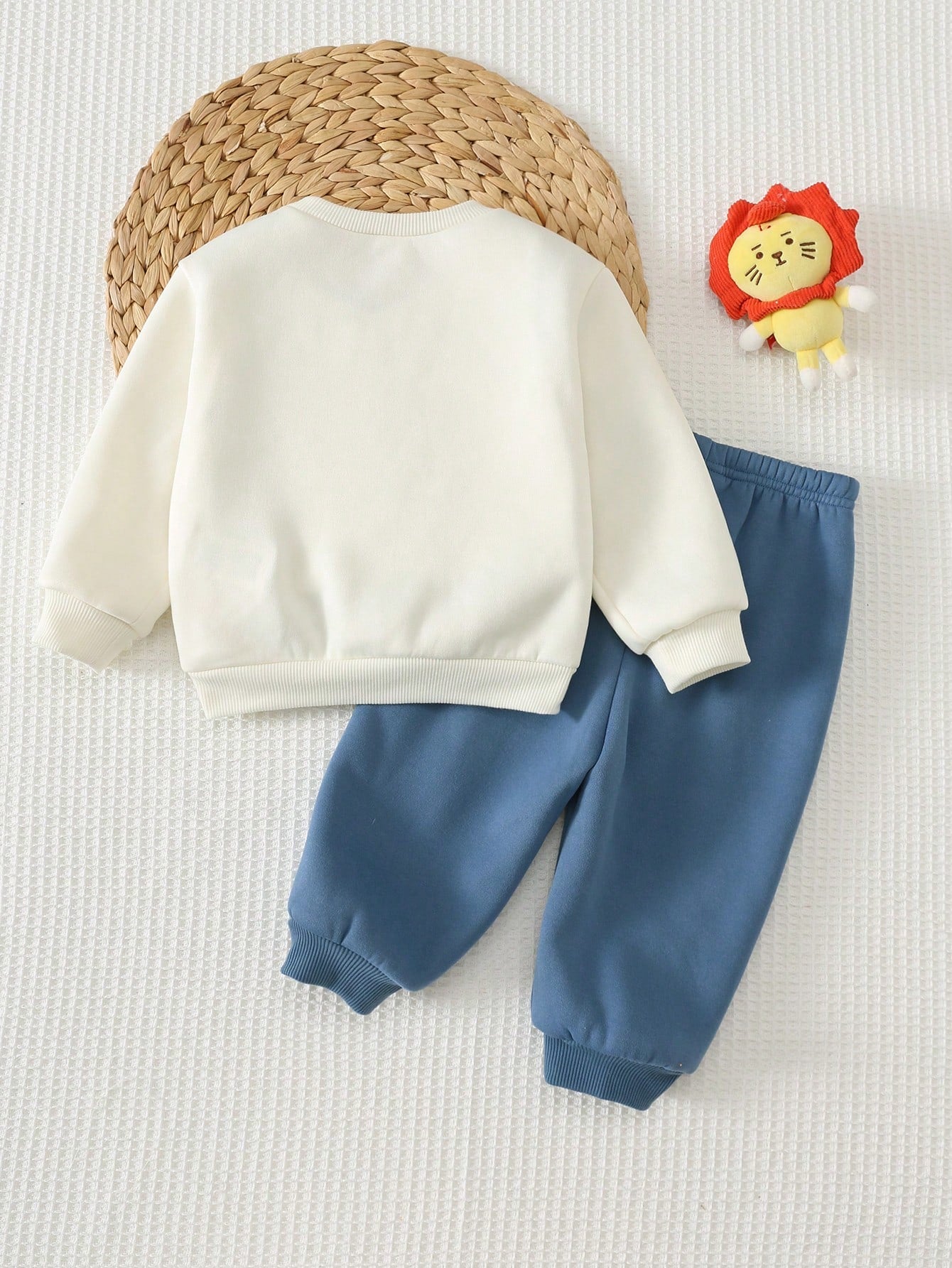 Baby Boy Cartoon Animal 3D Pattern Knitted Soft Crew Neck Long Sleeve Pullover Sweatshirt And Elastic Waist Long Pants 2-Piece Set Pull Halloween