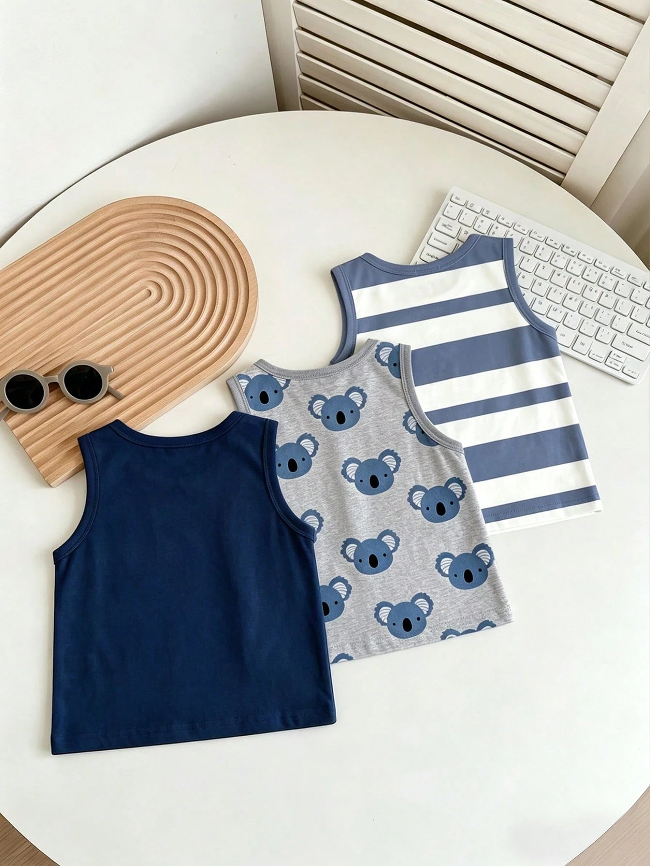 Baby Boy Casual Simple Tank Tops, 3pcs/Set, Suitable For Summer