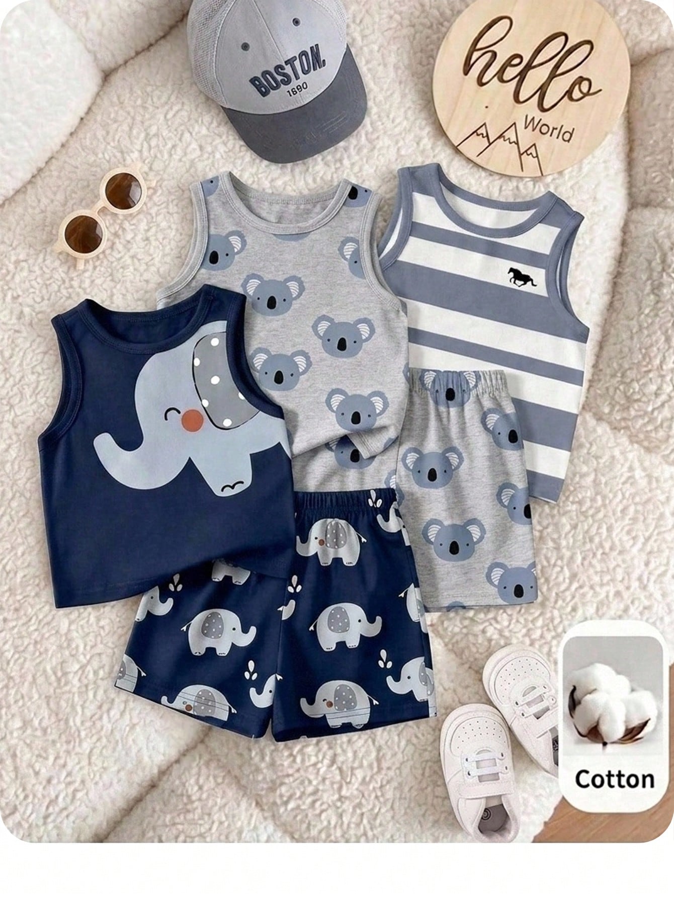 Baby Boy Casual Simple Tank Tops, 3pcs/Set, Suitable For Summer