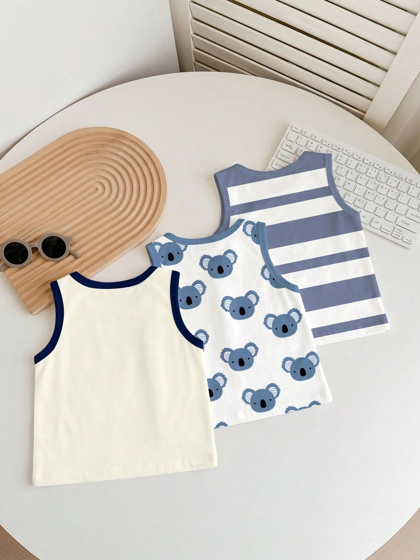 Baby Boy Casual Simple Tank Tops, 3pcs/Set, Suitable For Summer