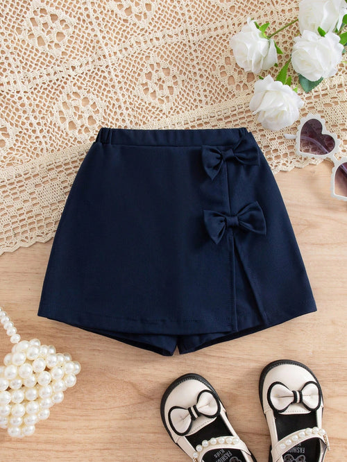 Baby Boy Cute Casual Versatile Navy Blue Bow Elastic Waist Shorts