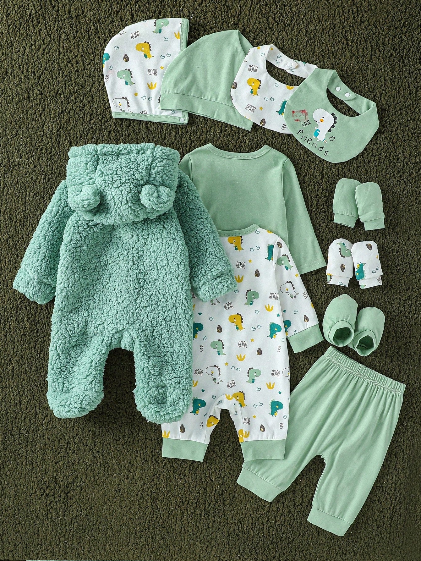 Baby Boy Girl Casual Cute Kawaii Minimalist Style Multi-Piece Gift Set Summer Nursery White Coming Home Holiday Evening Sage Green