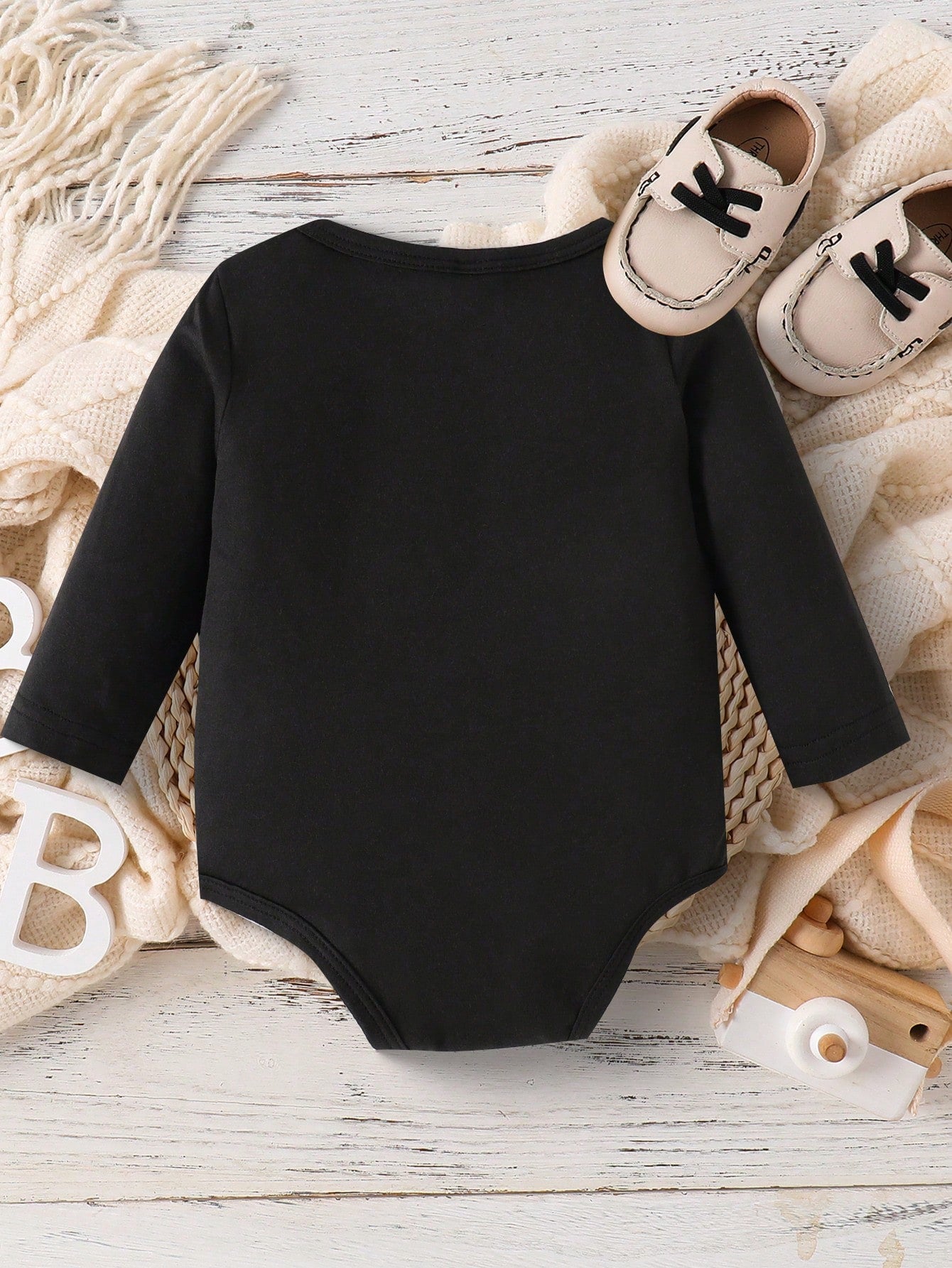 Baby Boy Novelty Game Console & Letter Print Long Sleeve Bodysuit, Suitable For Autumn Outings