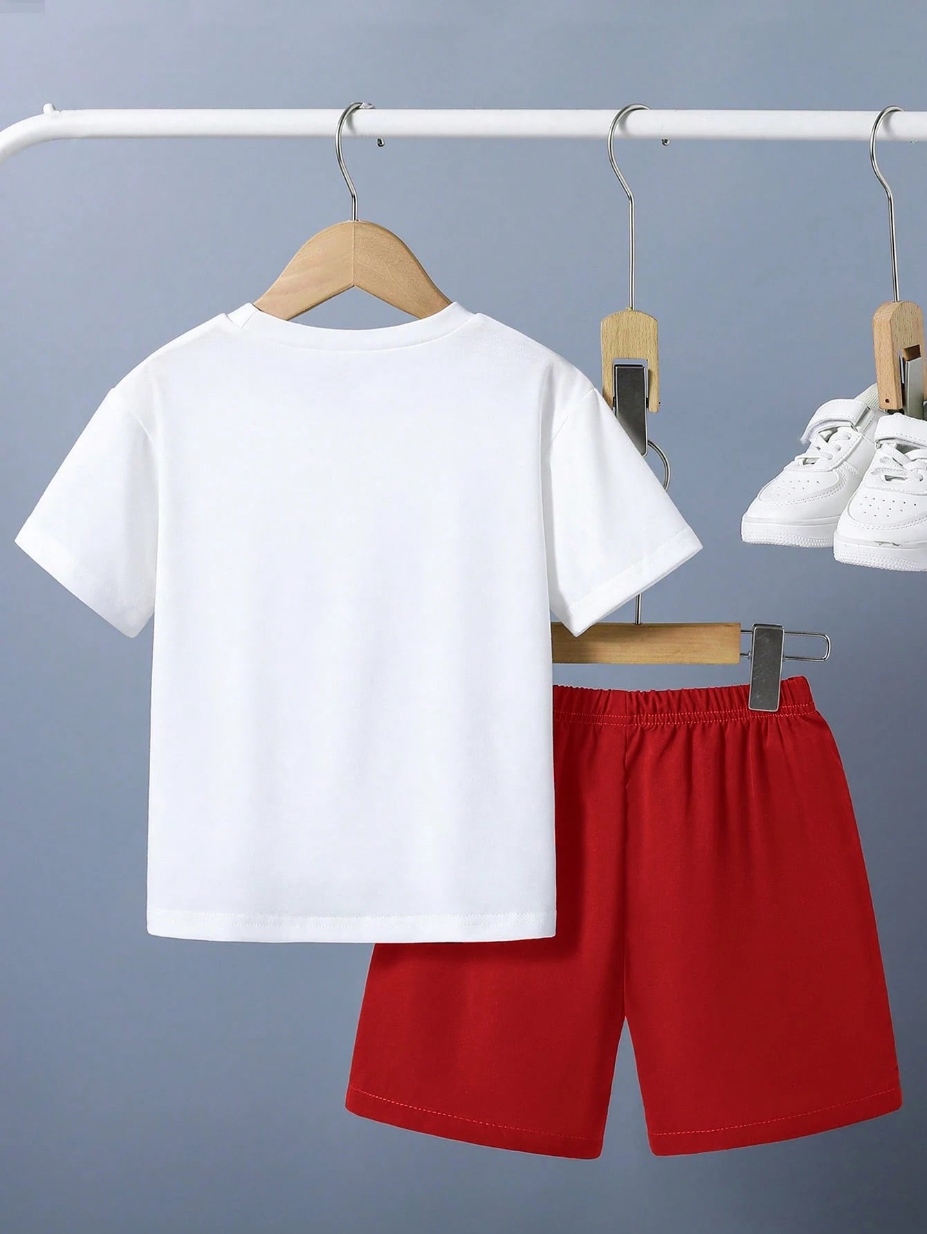 Baby Boy Number Print Round Neck Short Sleeve T-Shirt And Shorts Casual Daily Outfit
