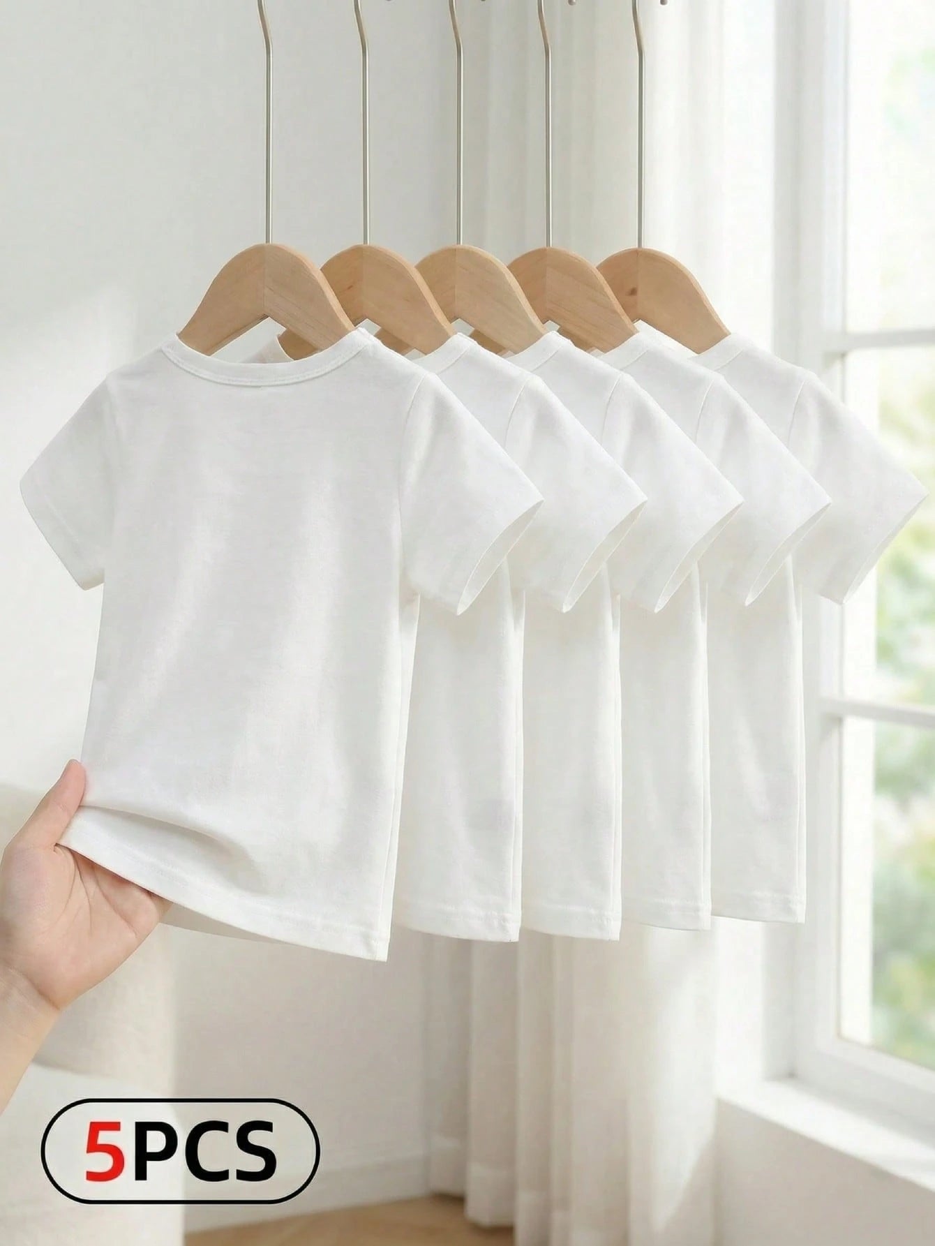 Baby Boy Simple And Comfortable White Short-Sleeved Top 5-Piece Set For Spring/Summer