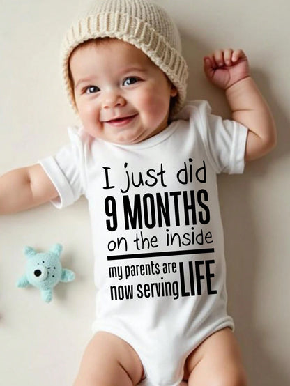 Baby Boys' Black Summer Casual Family Matching Short Sleeve Bodysuit,Cute Kawaii Cartoon Finger Design Colorful Letter Slogan Graphic Print Crew Neck
