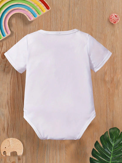 Baby Boys' Black Summer Casual Family Matching Short Sleeve Bodysuit,Cute Kawaii Cartoon Finger Design Colorful Letter Slogan Graphic Print Crew Neck
