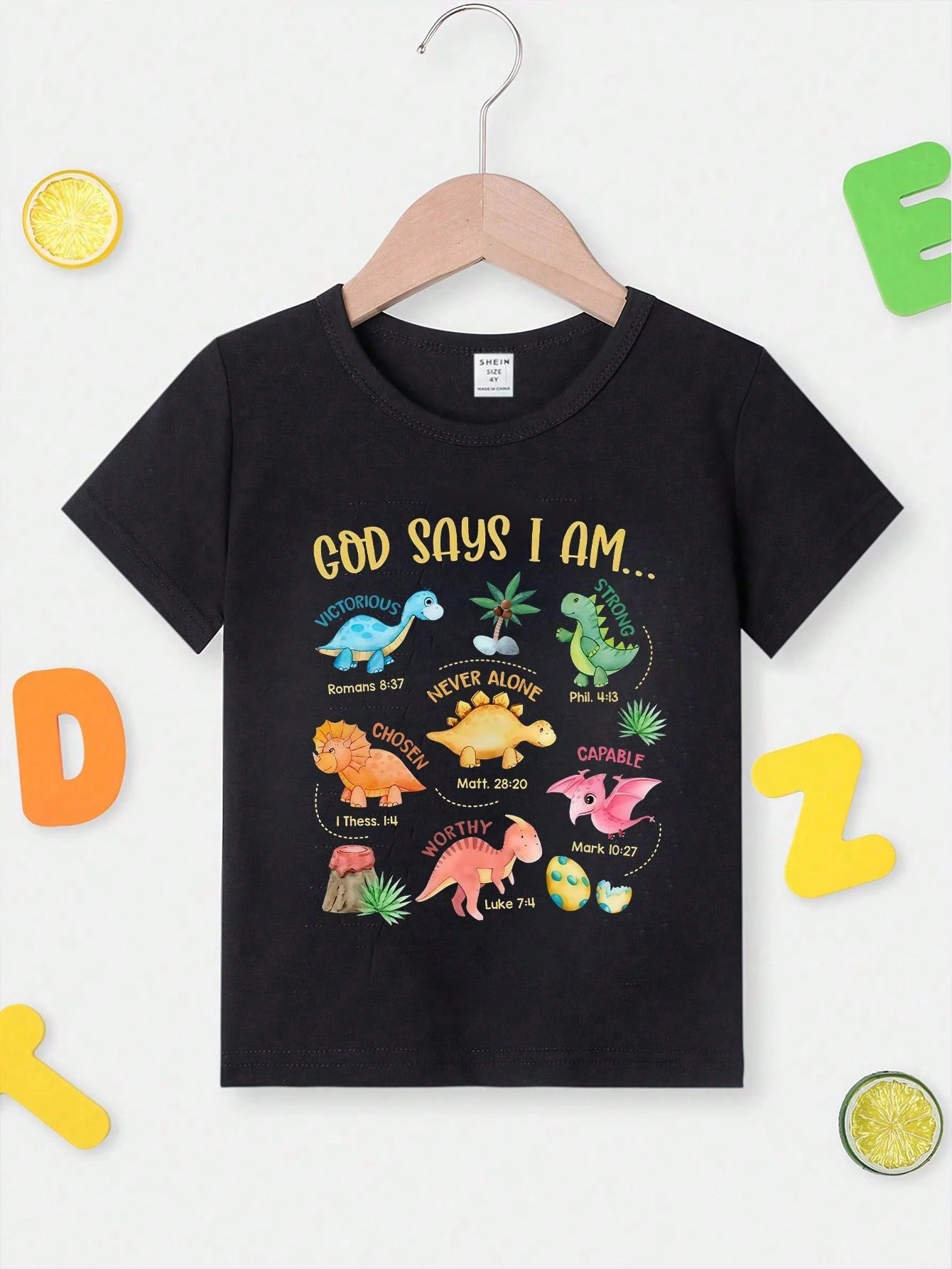 Baby Boys' Casual Creative Cartoon Animal & Letter Print Short Sleeve T-Shirt, Fashion Basics