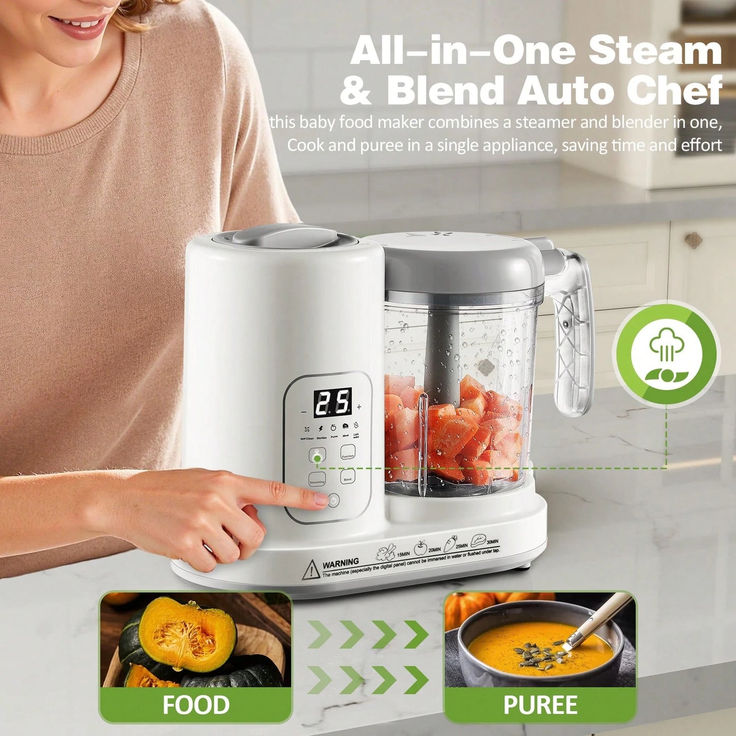 Baby Food Maker Pro Steamer Blender: 4 In 1 Auto Steam Blend And Puree Maker With Self-Clean For Healthy Baby And Toddler Meal Prep