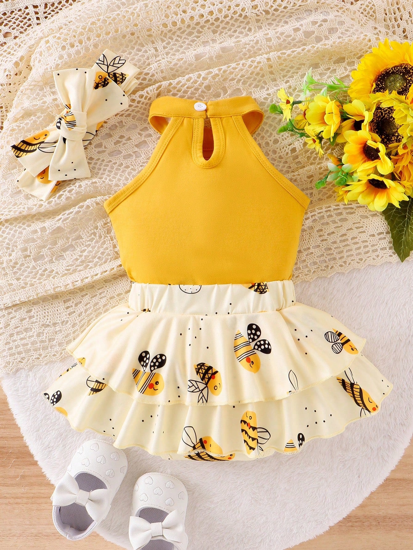 Baby Girl Bee Skort Set