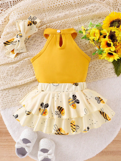 Baby Girl Bee Skort Set