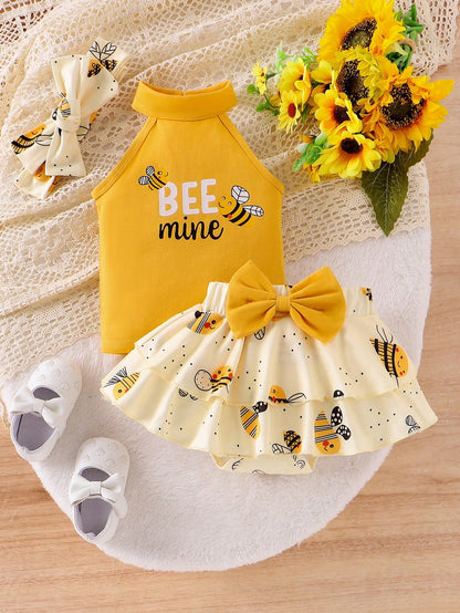 Baby Girl Bee Skort Set