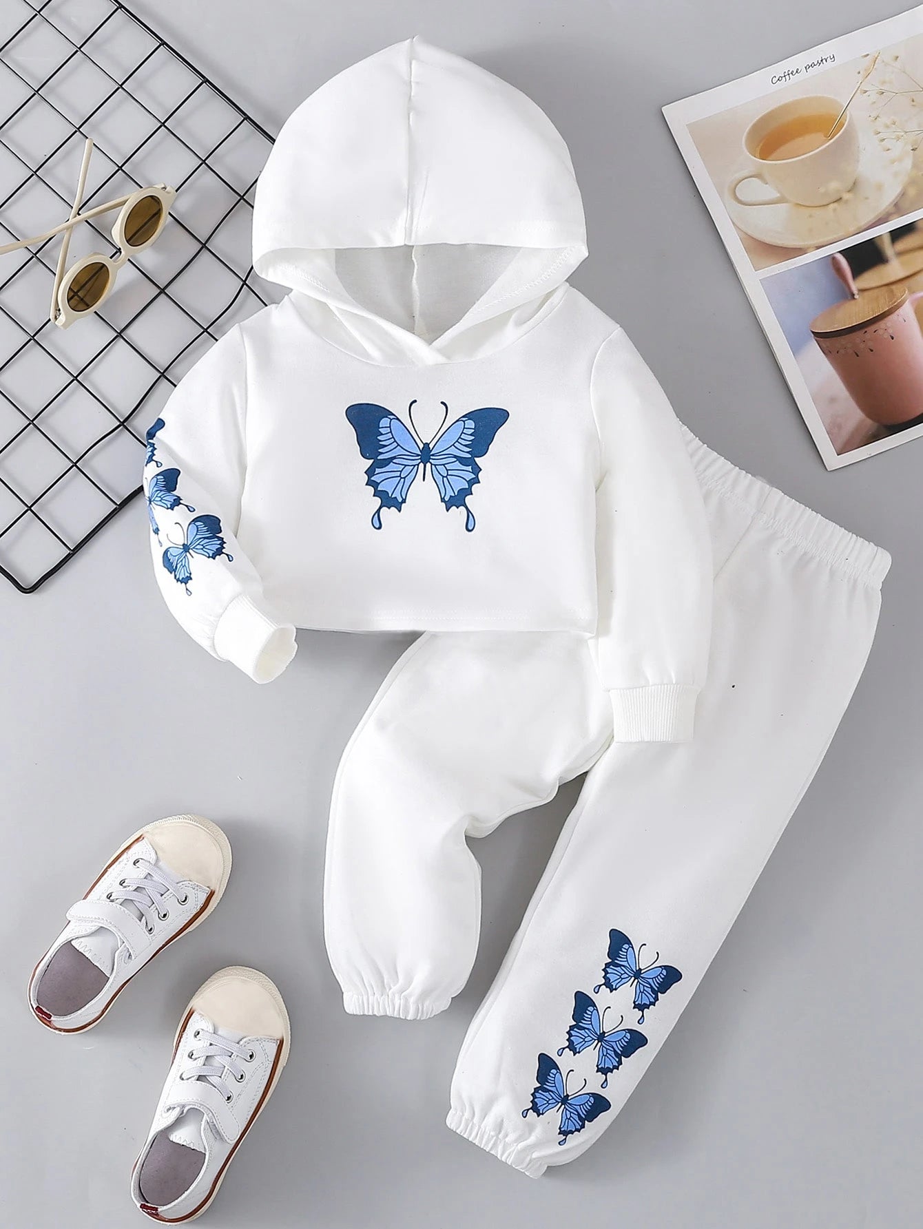 Baby Girl Butterfly Print Hoodie & Sweatpants