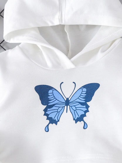 Baby Girl Butterfly Print Hoodie & Sweatpants