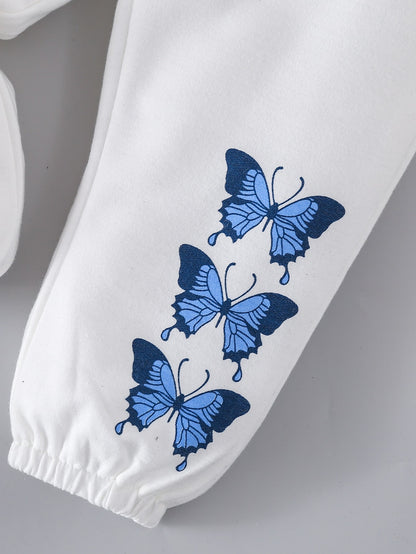 Baby Girl Butterfly Print Hoodie & Sweatpants