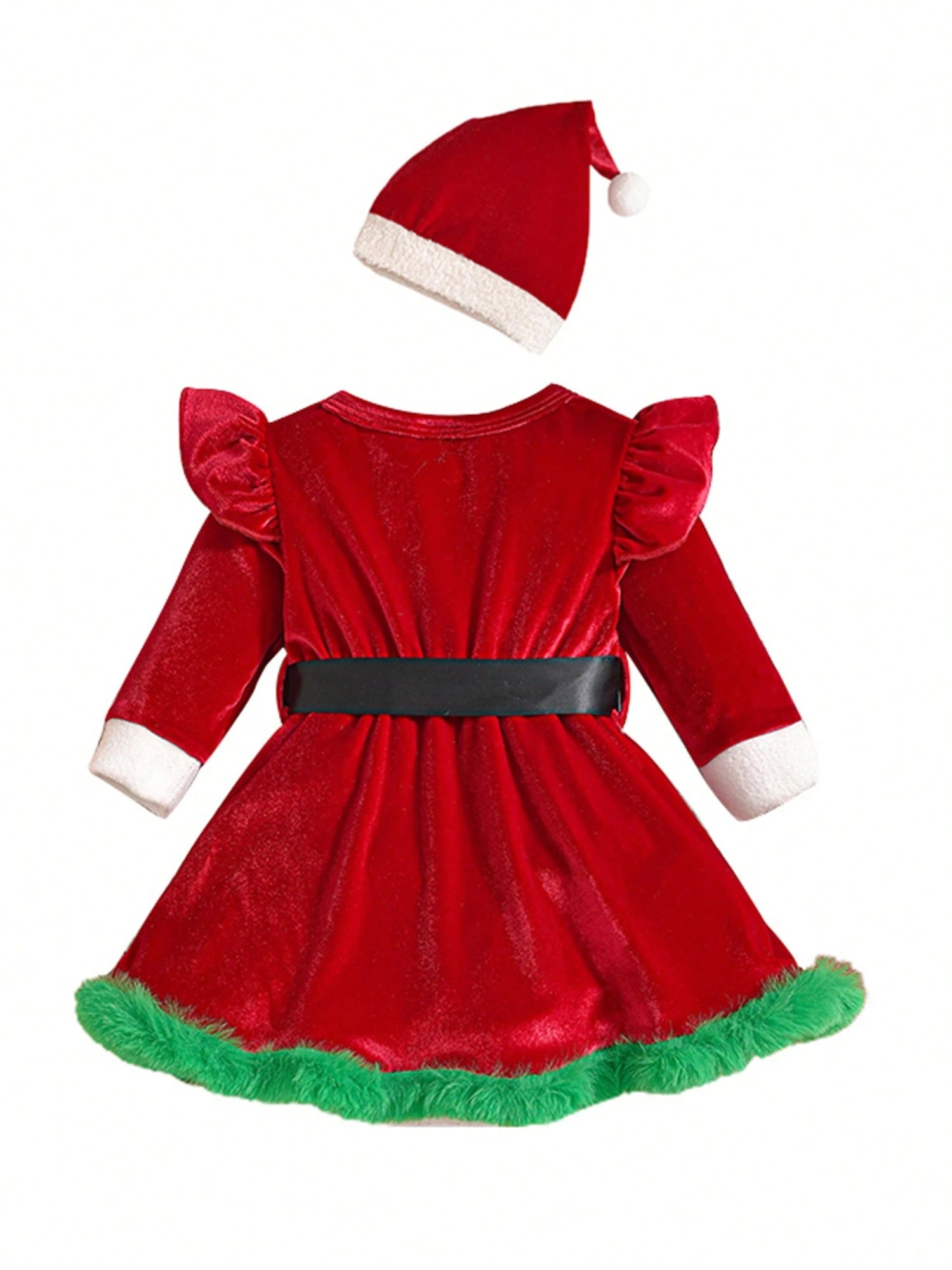 Baby Girl Christmas Dress Santa Claus Newborn Romper Dress My First Christmas Outfit Winter Clothes Newborn Baby Girl Christmas Romper Dress Long Sleeve Dress Santa Hat 2Pcs Outfit Infant Xmas Clothe