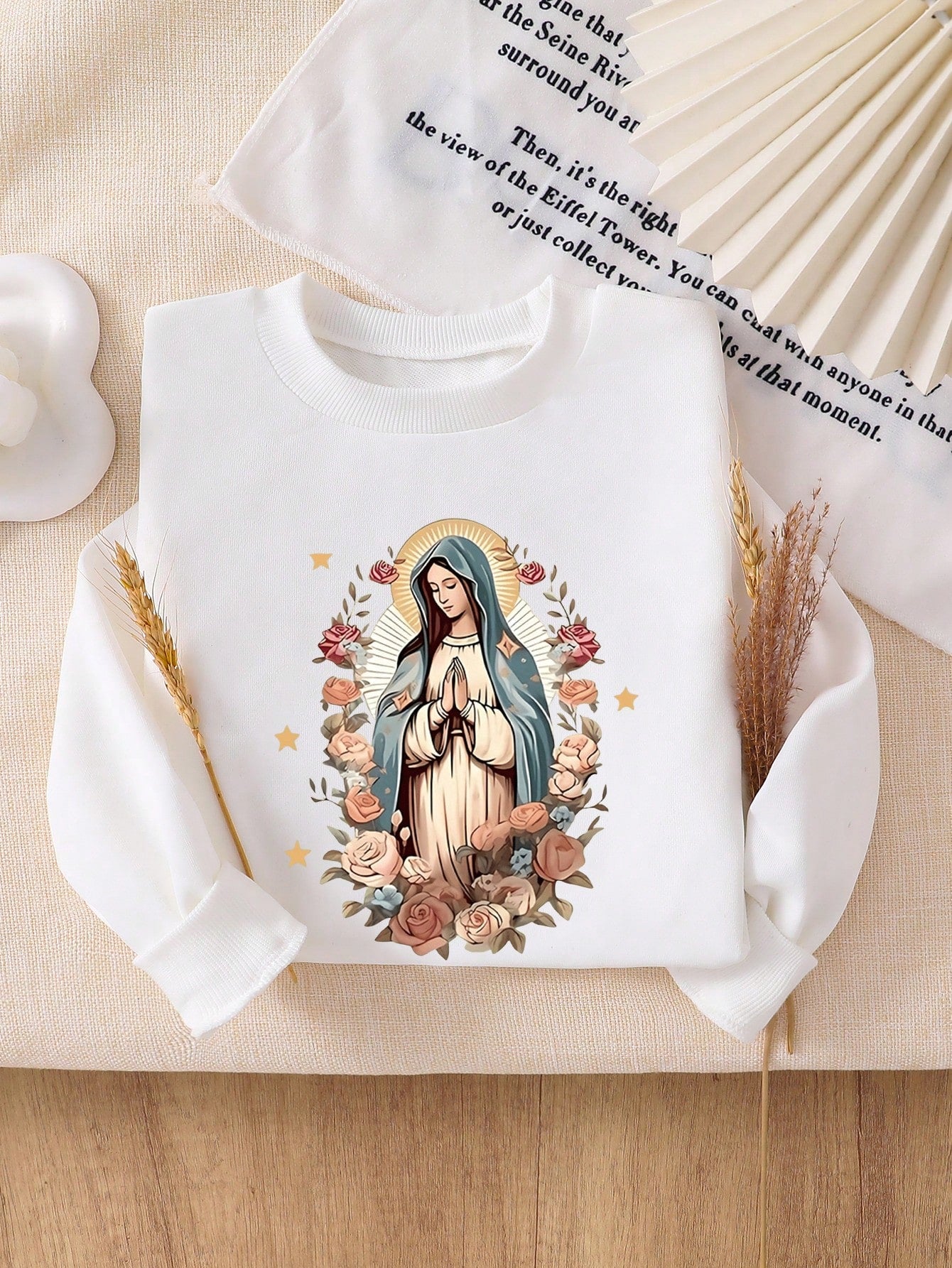 Baby Girl Cozy Virgin Mary Graphic Crew Neck Sweatshirt