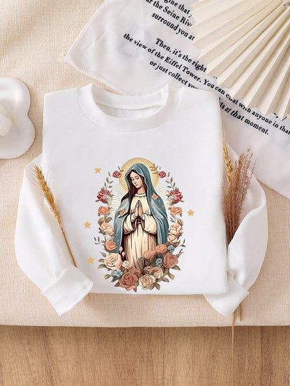 Baby Girl Cozy Virgin Mary Graphic Crew Neck Sweatshirt