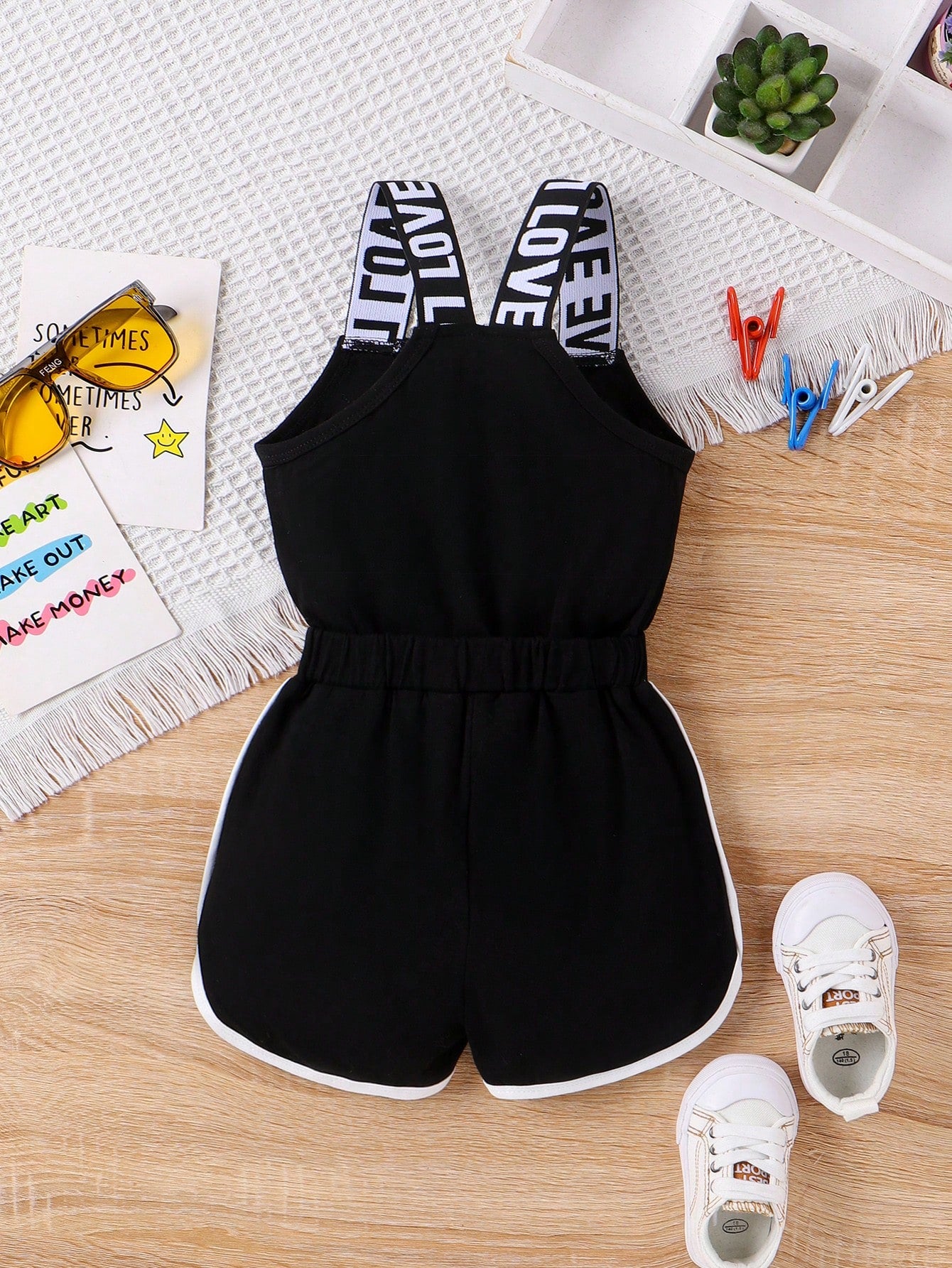 Baby Girl Cute Letter Suspender Lightweight Romper Summer