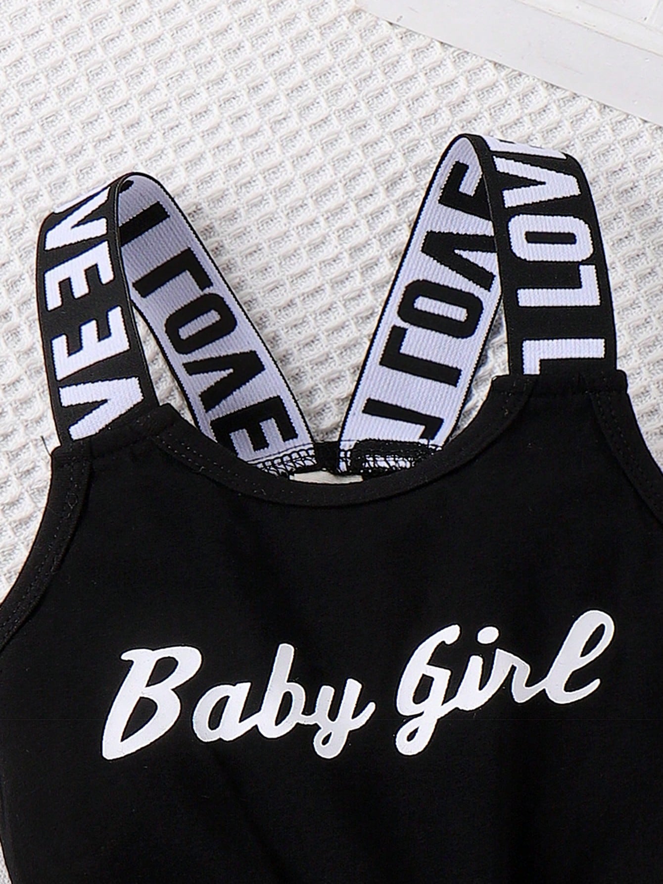Baby Girl Cute Letter Suspender Lightweight Romper Summer