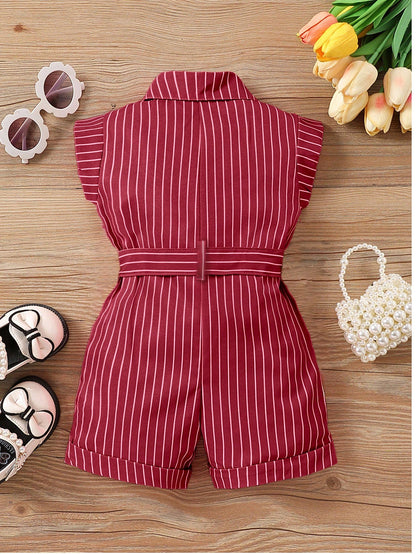 Baby Girl Striped Tie-Waist Casual Everyday Romper