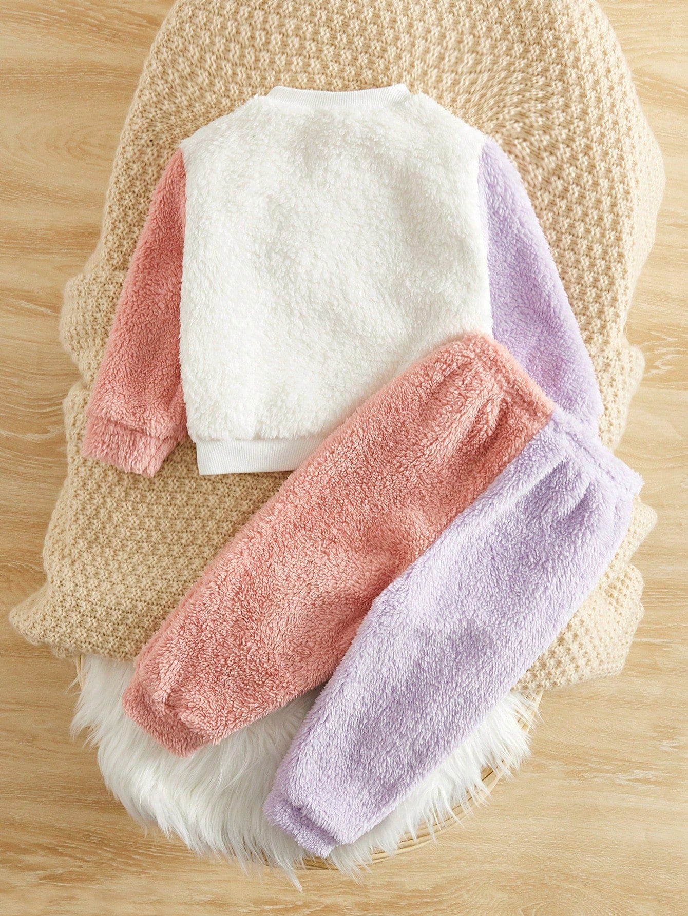 Baby Girls Casual Colorblock Fleece Sweatshirt Set, Autumn/Winter