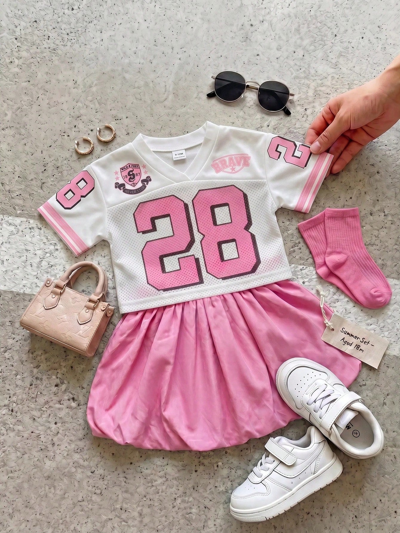 Baby Girls' Sports Casual Fashion Short Sleeve Top And Ruffle Skirt Shorts Set, Baby Girls Clothing